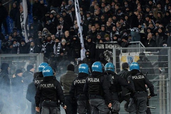 Eintracht Frankfurt fans stormed the Stadio Olimpico pitch on Thursday
