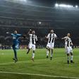 In the groove: Cristiano Ronaldo (Second from L) celebrates with his Juventus teammates after beating Torino
