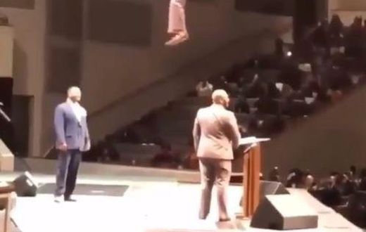 Video shows pastor preaching to church members from the sky