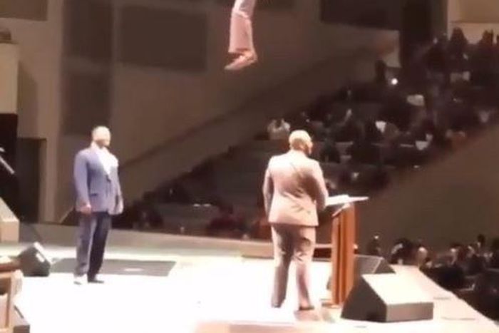 Video shows pastor preaching to church members from the sky