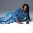 A curvy lady on denim.