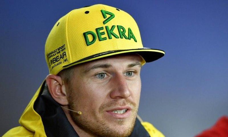 Renault's German driver Nico Hulkenberg broke into Kevin Magnussen's interview to praise him ironically as "once again the most unsporting driver"