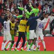 Al Ain goalkeeper Khalid Eisa is raised aloft by his team-mates after making the decisive save in the shootout