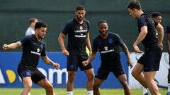 Chelsea's Ruben Loftus-Cheek (second left) backed England team-mate Raheem Sterling's (second right) stance on racist abuse