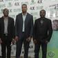 Head of Business, Glo Mobile Ghana, Mr Rowland Odolokor (4th left), flanked by Mr Abhishek Vora, Marketing (1st left) and Glo dealers, Mr Kojo Amoakum, MD, K&F Enterprises, Mr Edward Banson, MD This-&-That Enterprise, at the launch of Glo  “AyƐ DƐ kƐkƐ...