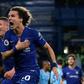 Chelsea's David Luiz celebrates scoring his side's second goal in a shock 2-0 win over Manchester City