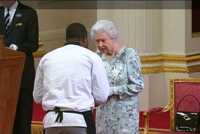 Chef Elijah Amoo Addo and Queen Elizabeth II