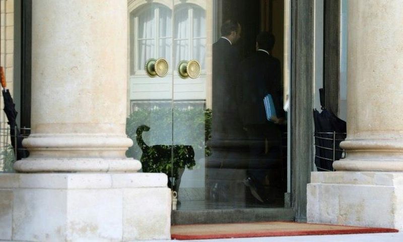 Nemo, seen at the Elysee Palace, is a black labrador-griffon mix named after the captain in Jules Verne's science fiction classic, Twenty Thousand Leagues Under The Sea