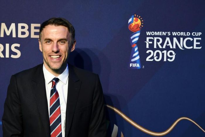 England head coach Phil Neville at Saturday's draw for the 2019 women's World Cup