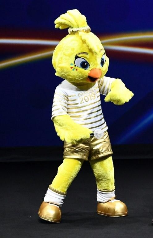 Ettie, the 2019 World Cup mascot, on stage at Saturday's draw