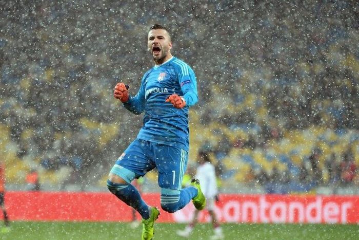 Lyon goalkeeper Anthony Lopes celebrates Nabil Fekir's crucial equaliser