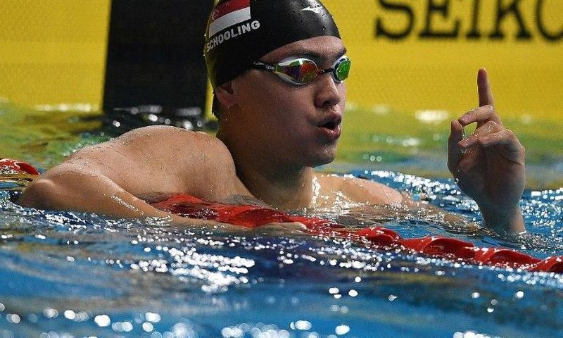 Singapore's Joseph Schooling celebrates after winning the 100m freestyle final at the Southeast Asian Games in Kuala Lumpur, on August 24, 2017