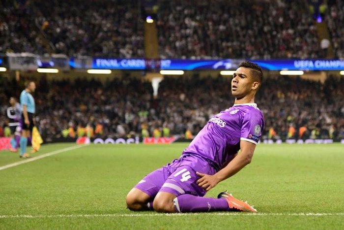 Real Madrid's midfielder Casemiro, pictured in June 2017, told the media, "Mbappe is not a Real Madrid player so I can't speak about him"