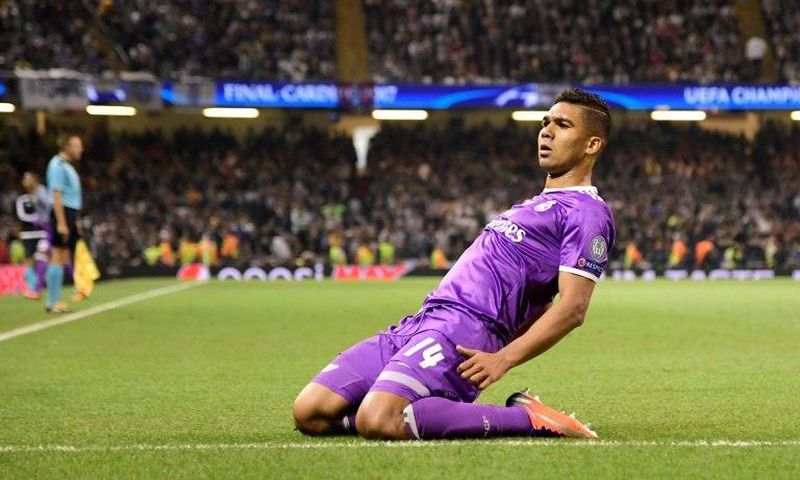 Real Madrid's midfielder Casemiro, pictured in June 2017, told the media, "Mbappe is not a Real Madrid player so I can't speak about him"