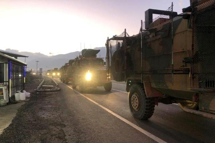 A Turkish military convoy in Kilis at the Syria border on December 22, part of the reinforcements sent to the region