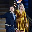 Norwegian forward Ada Hegerberg (R) stands alongside French DJ and producer Martin Solveig (L) after receiving the 2018 women's Ballon d'Or award.