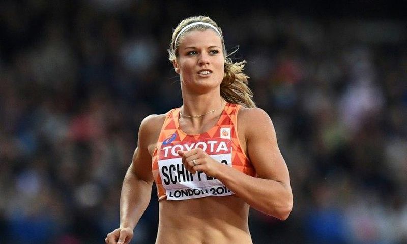 Netherlands' Dafne Schippers reacts as she wins a heat of the women's 200m at the 2017 IAAF World Championships in London on August 8, 2017