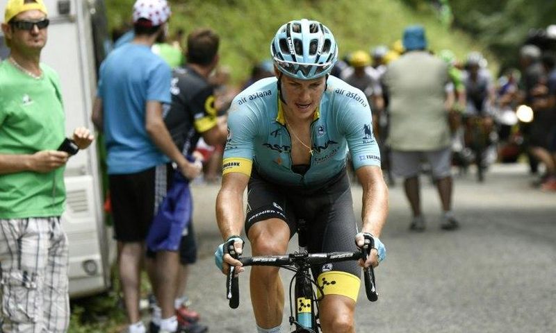 Denmark's Jakob Fuglsang, pictured on July 9, 2017, will continue in the Tour de France race despite suffering suffering two small fractures in his left wrist during a fall