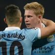 Kevin De Bruyne (right) and Sergio Aguero are nearing a return to action for Manchester City