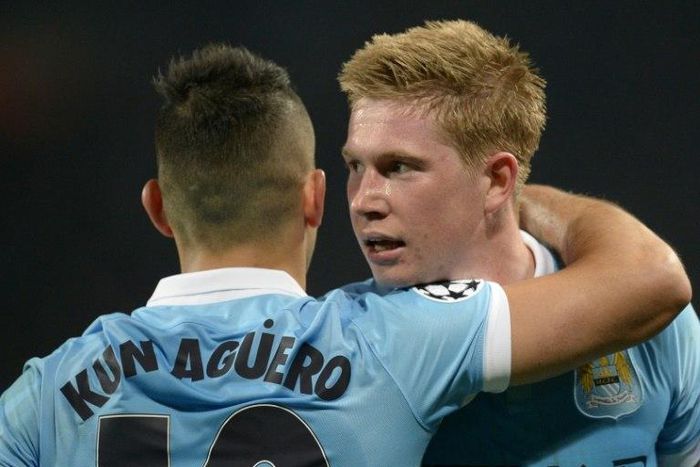 Kevin De Bruyne (right) and Sergio Aguero are nearing a return to action for Manchester City