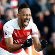 Arsenal's Gabonese striker Pierre-Emerick Aubameyang celebrates after scoring their second goal against Burnley