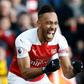 Arsenal's Gabonese striker Pierre-Emerick Aubameyang celebrates after scoring their second goal against Burnley