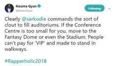 Rapperholic 2018 Tweet