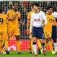 Boly blow: Tottenham's title charge crashed to a halt after Willy Boly (centre) levelled for Wolves at Wembley