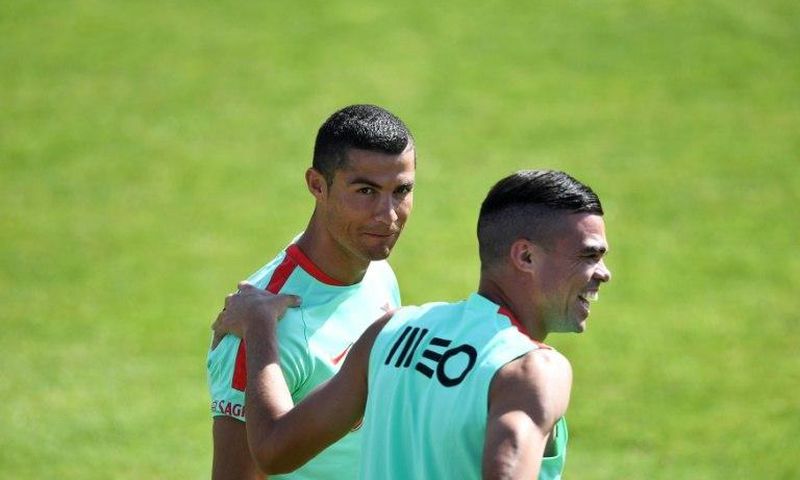 Portugal's Cristiano Ronaldo, left, and teammate Pepe train outside Lisbon last week ahead of the 2017 FIFA Confederations Cup football tournament in Russia