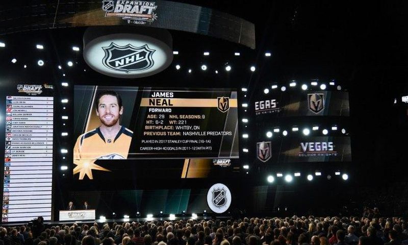 James Neal is selected by the Las Vegas Golden Knights during the 2017 NHL Awards and Expansion Draft at T-Mobile Arena in Las Vegas
