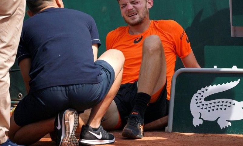 Belgium's David Goffin quit his third round match at the French Open after suffering a freak ankle injury when he got caught up in the court covers