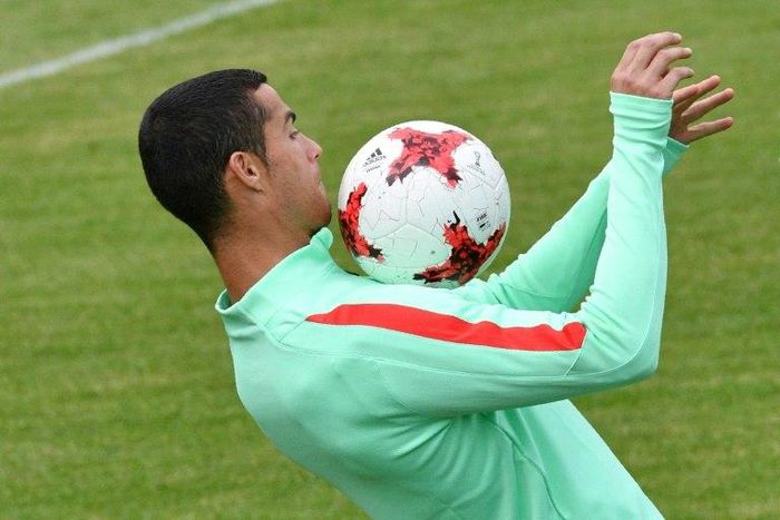 Portugal forward Cristiano Ronaldo trains in Saint Petersburg on June 23, 2017