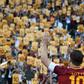 Roma's captain Francesco Totti greets fans holding placards with his number 10 during a ceremony following his last match with AS Roma after the Italian Serie A football match against Genoa in Rome May 28, 2017