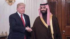 Saudi Arabia's new heir to the throne Mohammed bin Salman meets US President Donald Trump at the White House while still deputy crown prince on March 14, 2017