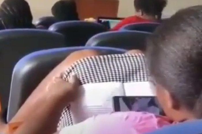 Student watching porn in class