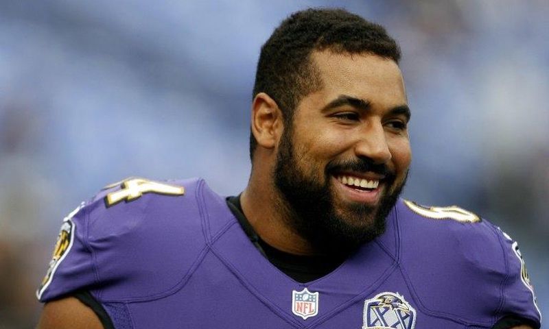 Guard John Urschel of the Baltimore Ravens, pictured in October 2015, who is a doctoral candidate in mathematics at MIT, has retired just two days after a study showed that 99 percent of deceased football players showed degenerative brain disease