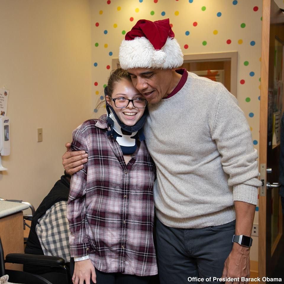 Former US President, Barack Obama pays surprise visit to hospital with Christmas gifts
