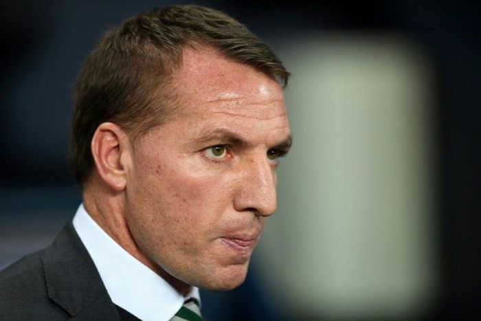Celtic's manager Brendan Rodgers watches his players from the touchline during an UEFA Champions League match in Manchester, in December 2016