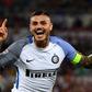 Inter Milan's forward Mauro Icardi celebrates after scoring his 2nd goal during the Italian Serie A football match against Roma August 26 , 2017