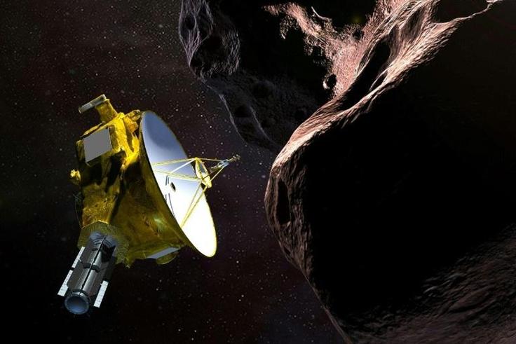 This artist's illustration obtained from NASA shows the New Horizons spacecraft encountering 2014 MU69 –- nicknamed "Ultima Thule" –- a Kuiper Belt object that orbits one billion miles beyond Pluto