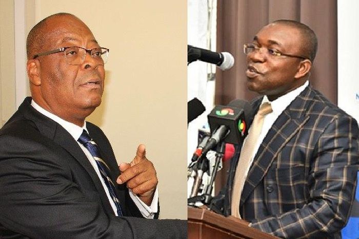 Mr Ray Sowah — MD, GCB Bank Limited (left) and Mr John Kweku Asamoah — Acting MD, NIB