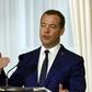 According to a decree by Russian Prime Minister Dmitri Medvedev, pictured September 2018, 245 individuals and seven companies, mostly in the energy and defence sectors, were sanctioned by Moscow