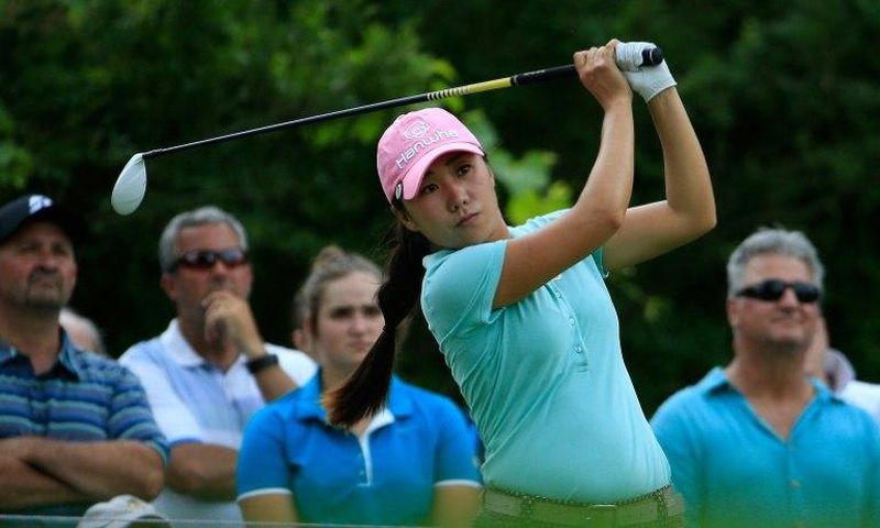 Kim In-Kyung of South Korea hits her drive on the fourth hole on July 23, 2017