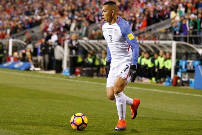 Hamburg's American forward Bobby Wood, pictured in November 2016, pulled a goal during his team's German Cup first round match with Osnabrueck, top-flight Hamburg still suffered a shocking 1-3 defeat