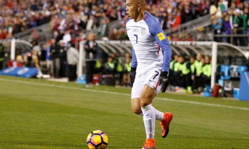 Hamburg's American forward Bobby Wood, pictured in November 2016, pulled a goal during his team's German Cup first round match with Osnabrueck, top-flight Hamburg still suffered a shocking 1-3 defeat