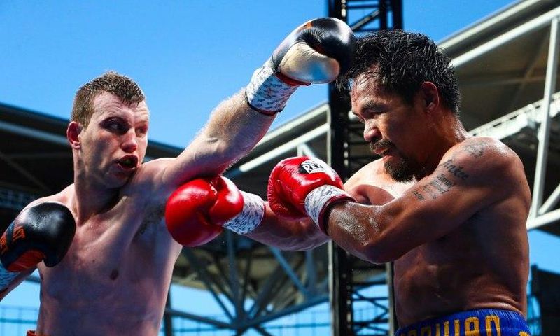 Manny Pacquiao (R) has appears to have opened the way for a rematch with Jeff Horn, who stunned the boxing world with a unanimous 12-round decision over the Philippines legend