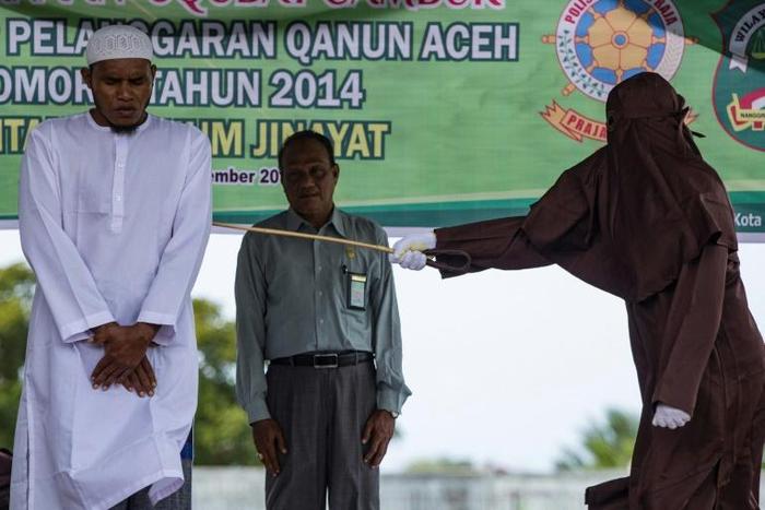 The 100-stroke punishment is reserved for the most severe crimes and the pair were also sentenced to as much as five years in prison