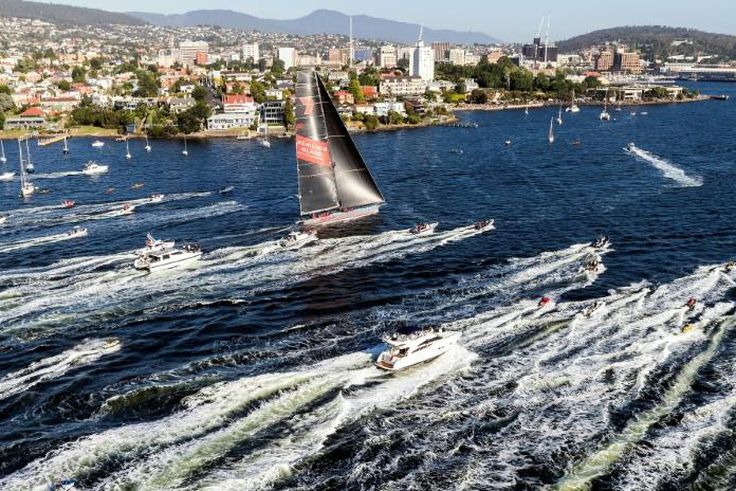 Australia's Wild Oats XI approaches the finish line of the Sydney to Hobart race, taking its ninth line honours in the gruelling competition