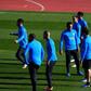 Carlos Tevez with his Boca Juniors teammates at a training session at the Spanish Football Federation (RFEF) headquarters in Las Rozas, Madrid