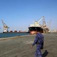 A picture taken on December 21, 2018, shows a partial view of the strategic Yemeni Red Sea port of Hodeida